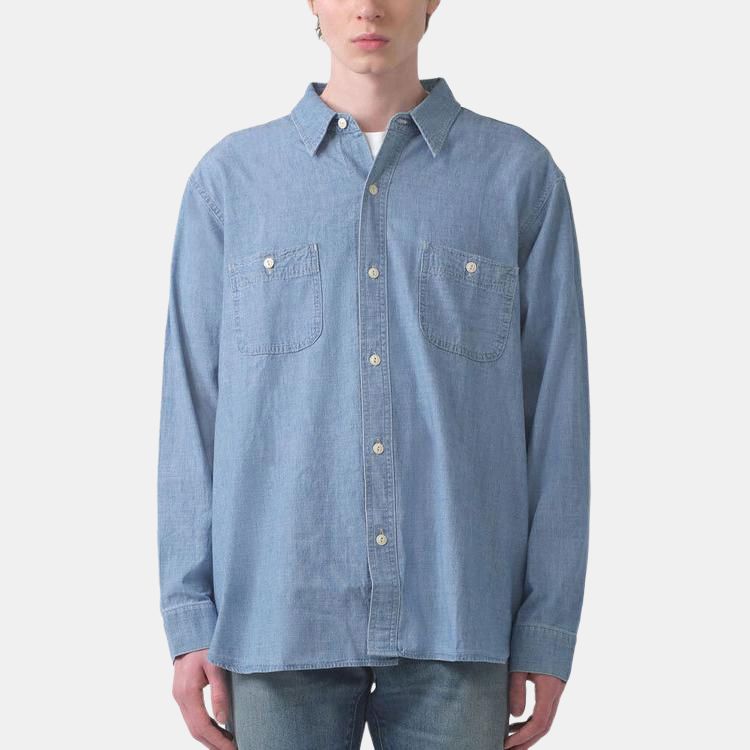Levis Bluetab™ Series Button-Down Long Sleeve Shirt With Double Chest Pockets Men shirts Light-Indigo 001LH-0000