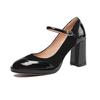 Fashion NEW Spring Women Pumps Patent Leather Shoes for Women Round Toe Chunky Heel Shoes Super High Heel Mary Janes Modern Shoes Women