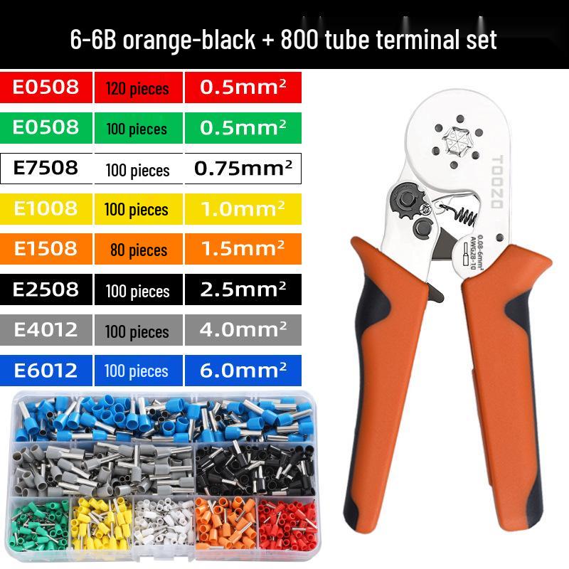 Electrician's Tube and Pin Terminal Crimping Pliers with Cold-Pressed Wire Functionality