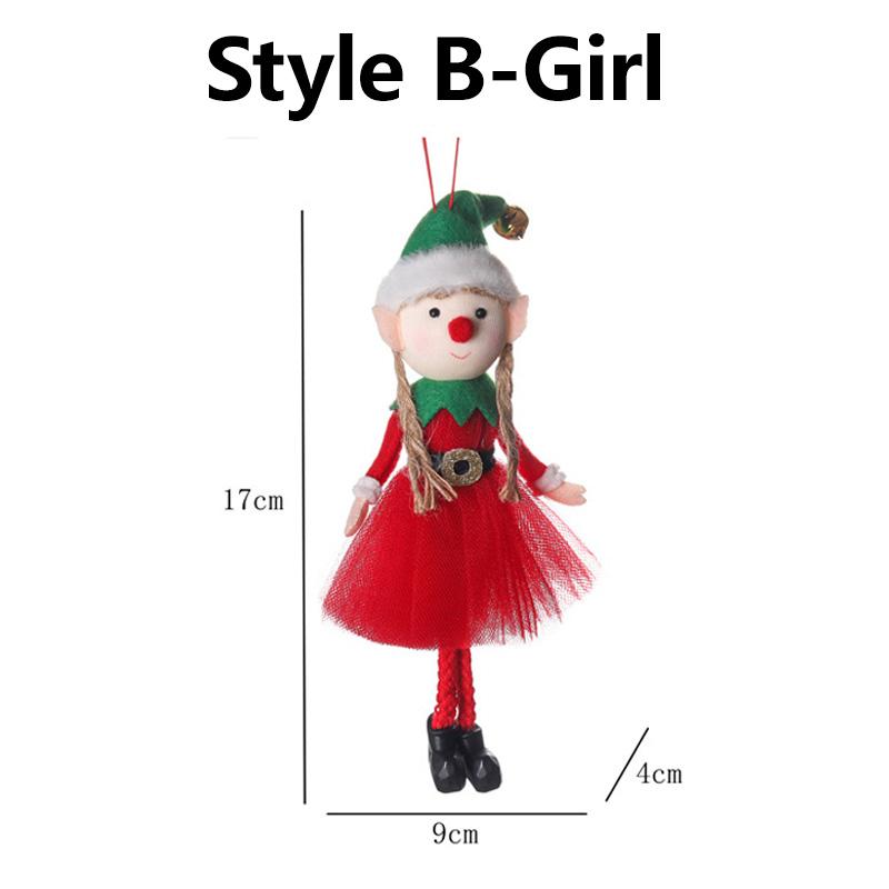 Newest Christmas Elves Stuffed Plush Dolls Hanging Ornaments Xmas Tree Decor Cute Boy Girl Elf Pendant Kids Gifts New Year Noel