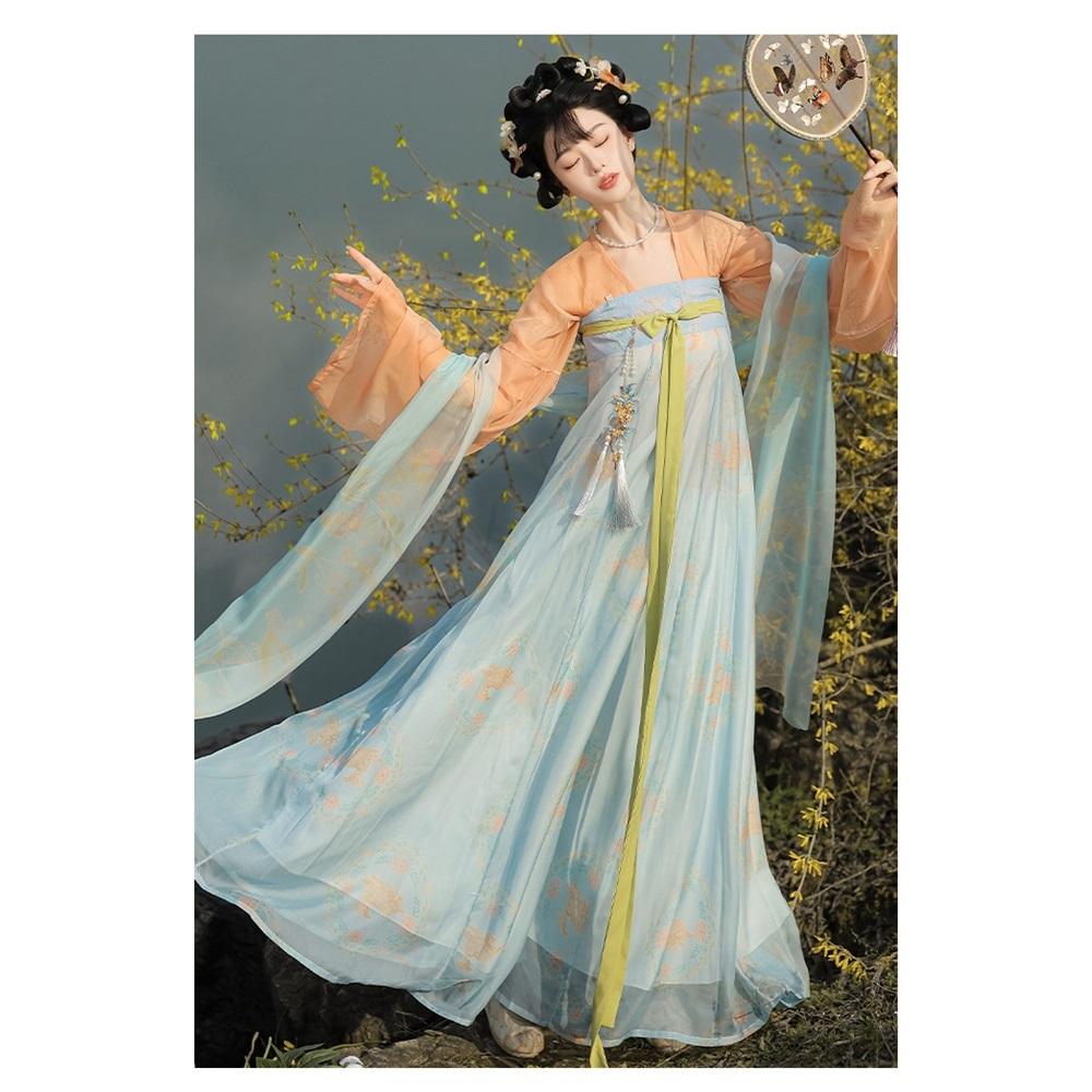 Chinese Original Tang Dynasty Hanfu, Elegant Flowy High Waist Ruqun Set for Women, Spring & Summer