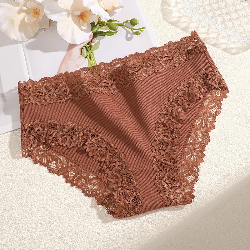 Damen Nahtlose Baumwollhöschen Sexy Spitze Einfarbige Hohe Taille Elastische Unterwäsche Hohe Qualität Atmungsaktive Intimpflege Lingerie