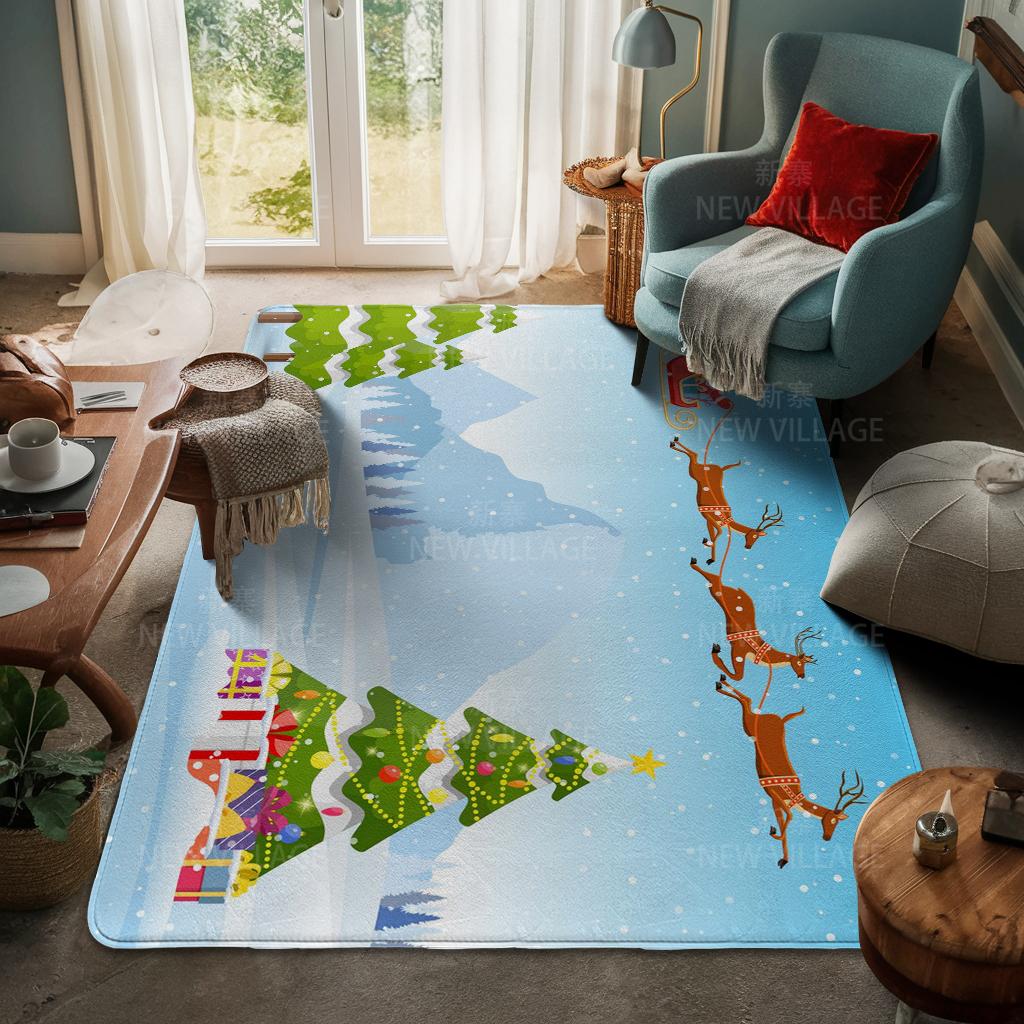 House Entrance Carpet Home Door Mat Living Room Bath Foot Bathroom Non-slip Water Absorption Rugs Bath Merry Christmas Winter