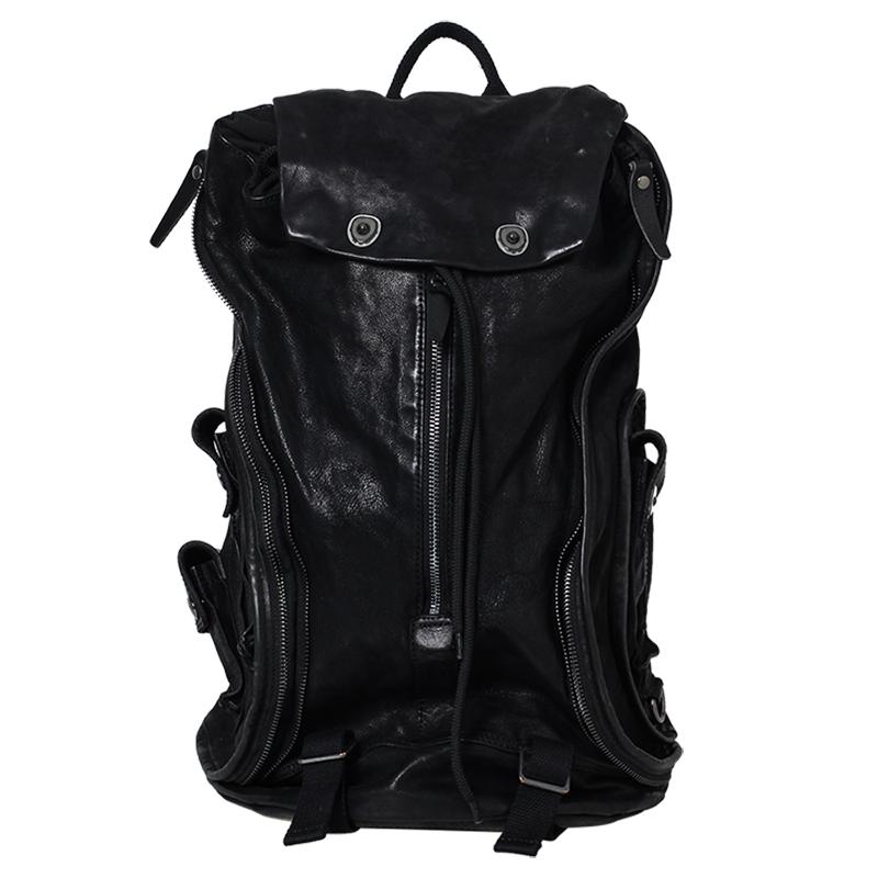

Genuine Leather Men Backpack Retro Old Leather Shoulder School Bag Fashion Dark Wind Soft Youth Black Travel Backpacks