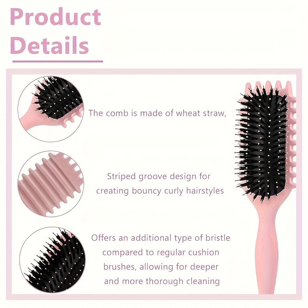 Curly Hair Styling Brush for Women - Ergonomic, Bristle Comb with Comfort Grip Handle for Bouncy Curls & Hairstyles, Curly Hair Brush