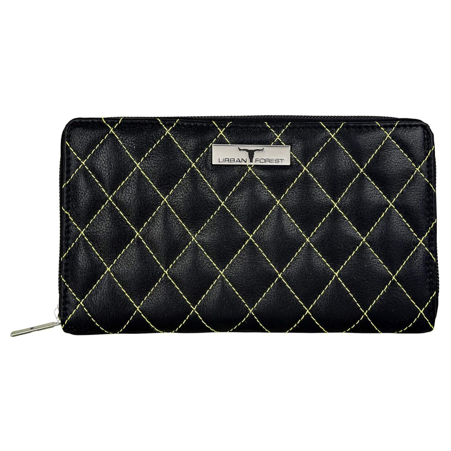 

Grace Quilted Black/Yellow Leather Wallet/Clutch/Purse for Women