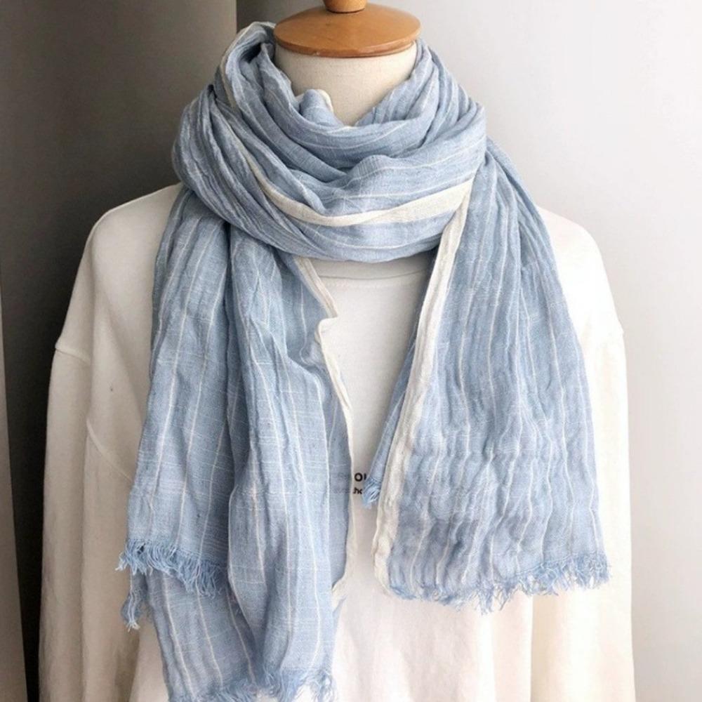 Windproof Winter Cashmere Scarf Thicken Men Scarf Simple Striped Pleated Shawl  Unisex