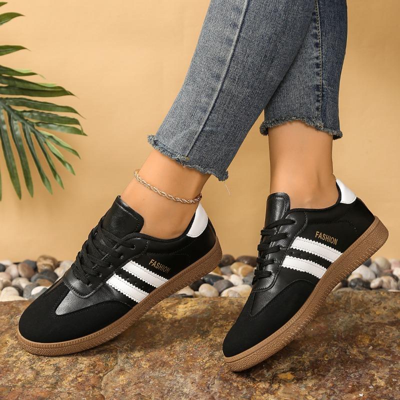 Damen Vintage-inspirierte Freizeitsneaker - Low-Top Schnürschuhe mit Colorblock-Design, Schuhe im Stil von German Army Trainern für den Alltag