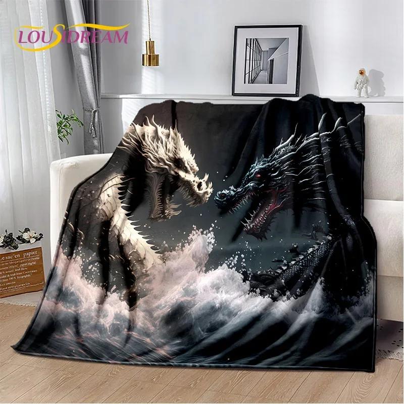 29 Style New Chinese Loong Dreamy Dragon Cartoon Blanket,Soft Throw Blanket for Home Bedroom Bed Sofa Picnic Travel Office Cover