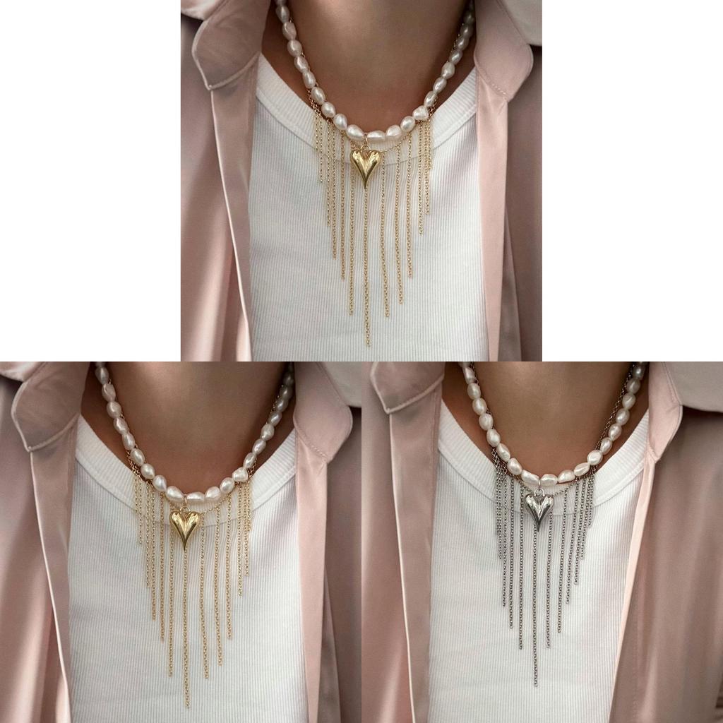 Unique Heart Shape Chain Necklace For Women With Zinc Alloy Material And Fall Trend