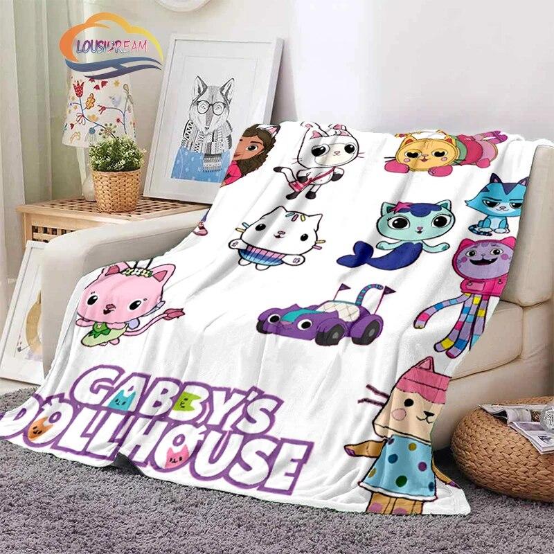 Cartoon Gabby's Dollhouse Cute Cashmere Blanket Children and Girls Warm Portable Plush Cozy Throw Blanket Bed Sofa Blanket