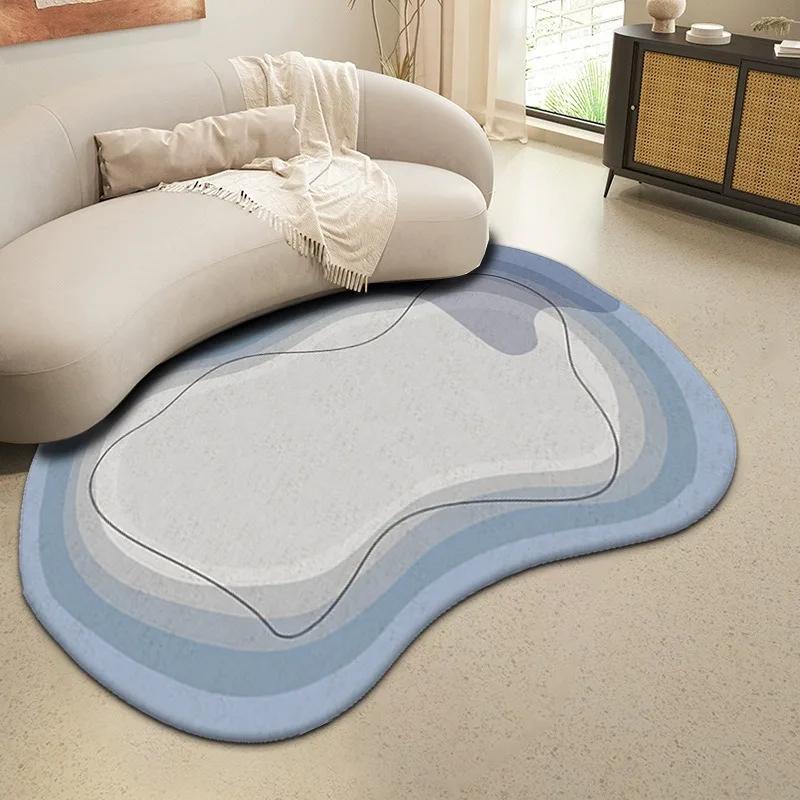 Large Modern Luxury Carpets for Living Room Fluffy Soft Green Plush Carpet Cream Irregular Rug Home Thickened Mat Washable Mats