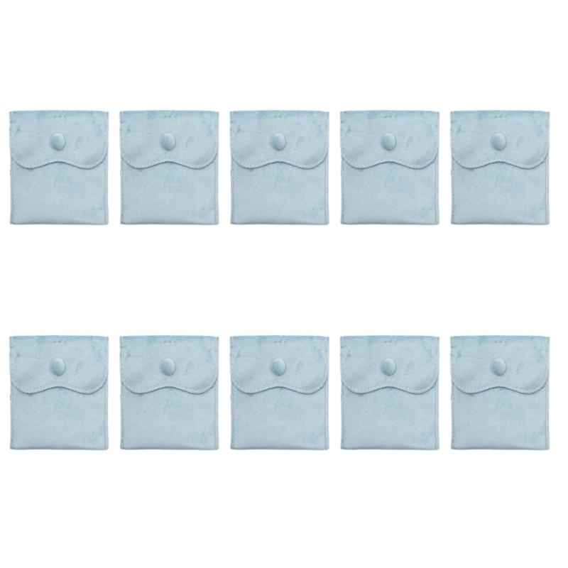 Soft Velvety Jewelry Storage Pouches, 10 Separate Snap-Button Bags for Sorting, Travel Carrying, and Gift Presentation