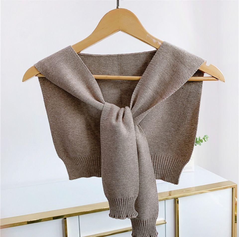 Shawl White Fake Collar Women Detachable Collars Warm Stripe Shoulder Wrap Knit False Collar Scarf Neckline Neckband Faux Col