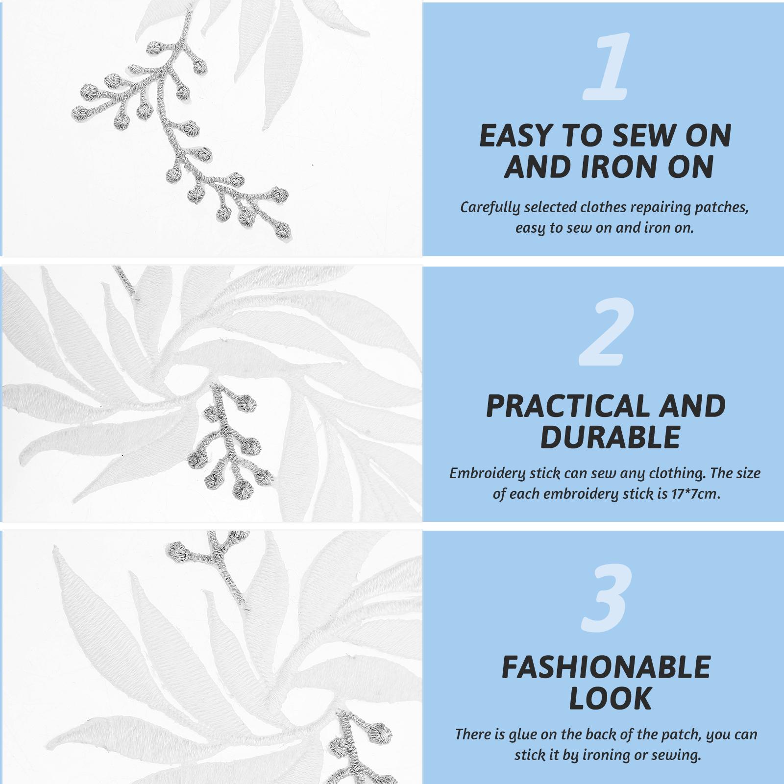 

2Pcs Delicate Leaf Shaped Patches for T-Shirt Pants Backpack Repair DIY Iron on Clothing Decorating Sewing Applique белый