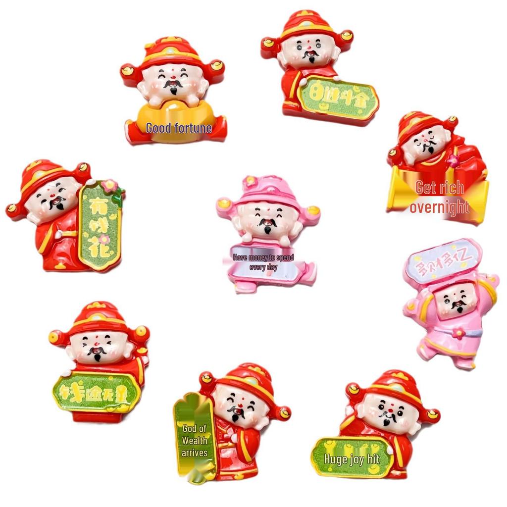 Cartoon God of Wealth Resin DIY Accessories: Cream Glue, Hair Clips, Keychains, Pencil Case Ornaments