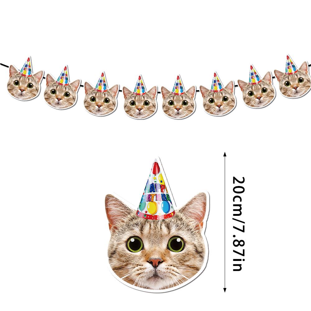 Custom Birthday Photo Banner Personalized Birthday Hat Pattern Bunting Banner for Happy Birthday Party Favors Birthday Banner