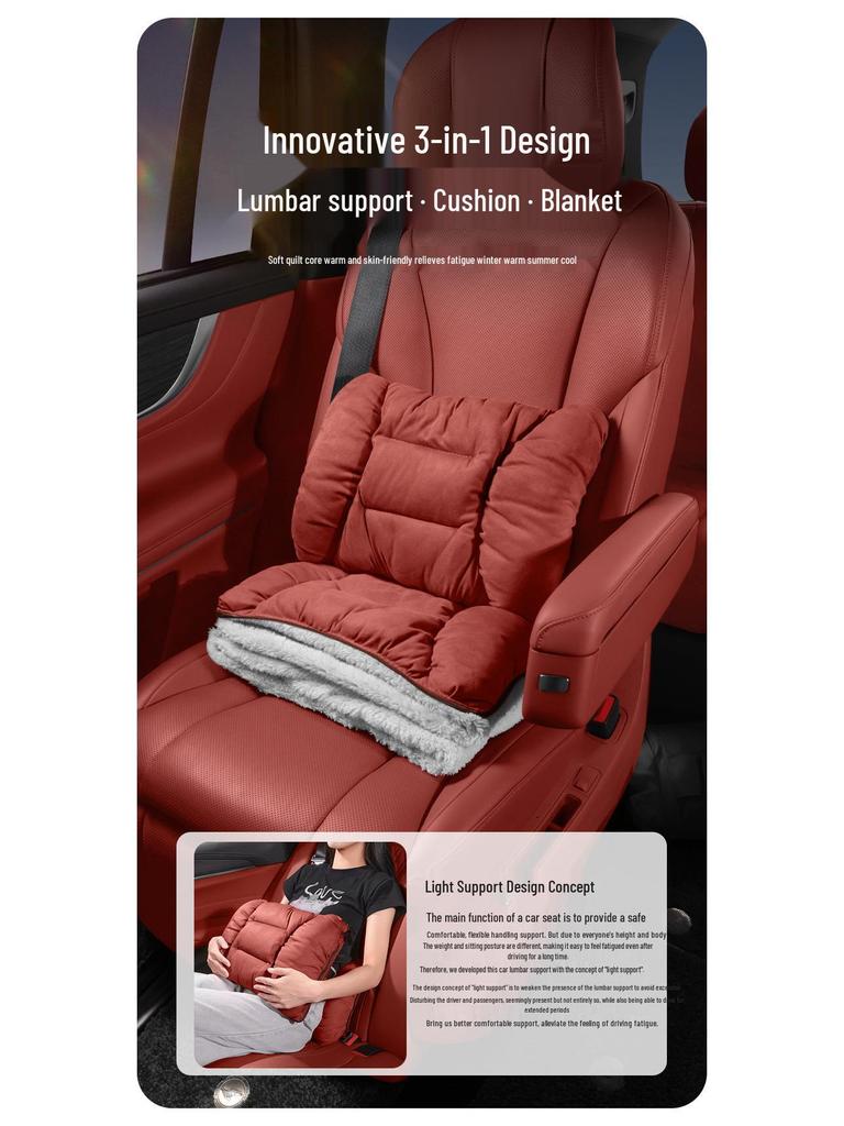 Winter Headrest & Lumbar Support Pillow for AITO M7/M9/M5 - Plush Lambswool Two-in-One Blanket