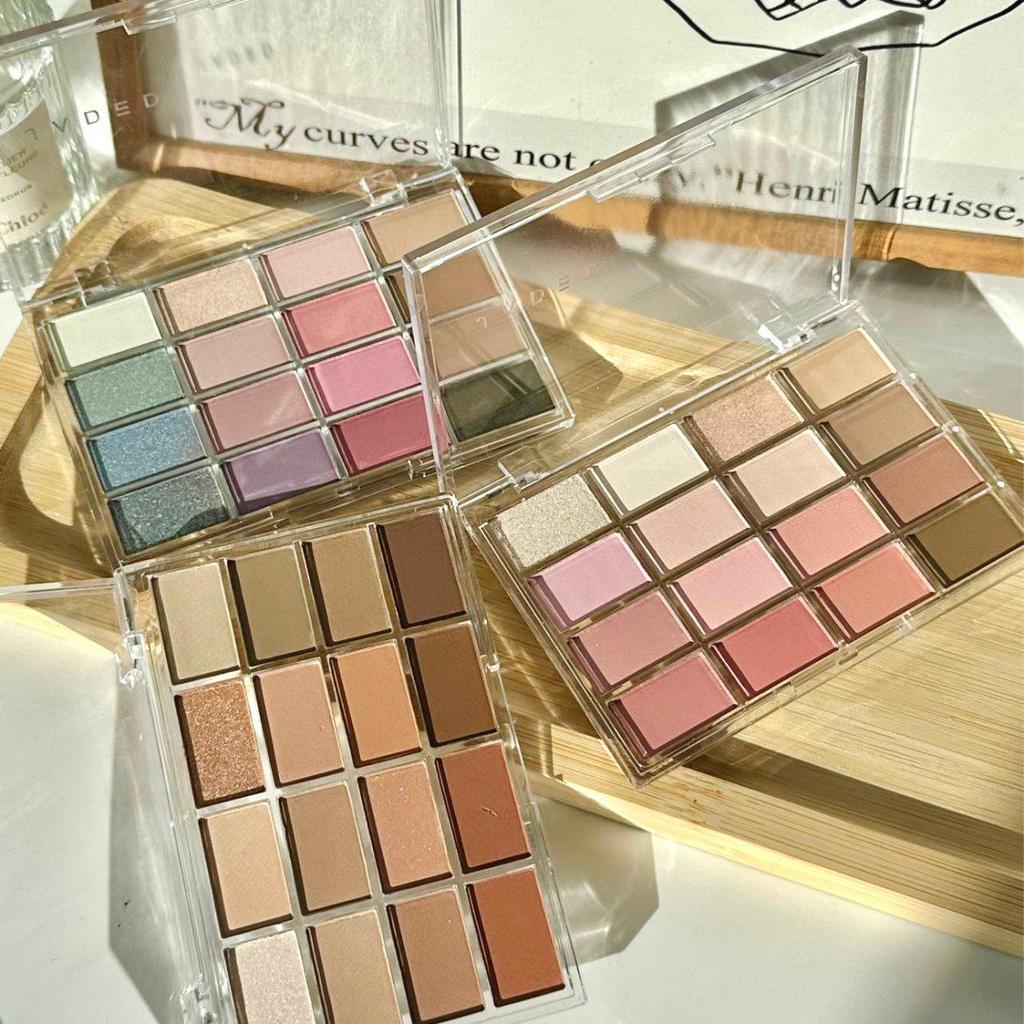 JADED Neon 16-Color Eyeshadow Palette: Korean Light Tones, Low-Saturation, Pseudo-Bare Look, Pearlescent & Matte Options.