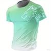 T-shirts for Men Fitness Sportswear 2026 Summer Vintage Men's 3d Printed Quick-Drying Gradient T-shirt Animal Wolf Short Sleeve