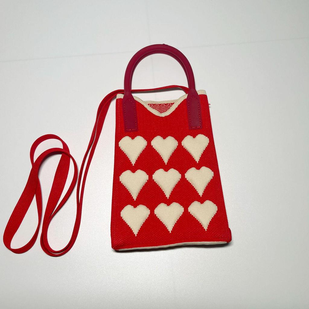 Plaid Cartoon Women's Crossbody Mini Bag: Cute, Lightweight, Knitted Phone Holder for Parent-Child Matching (2024)