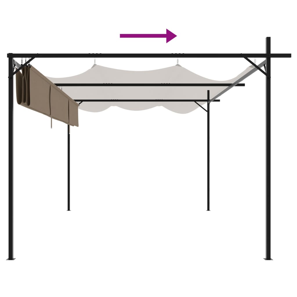 Pergola with Sliding Roof Taupe 395x292x230 Cm