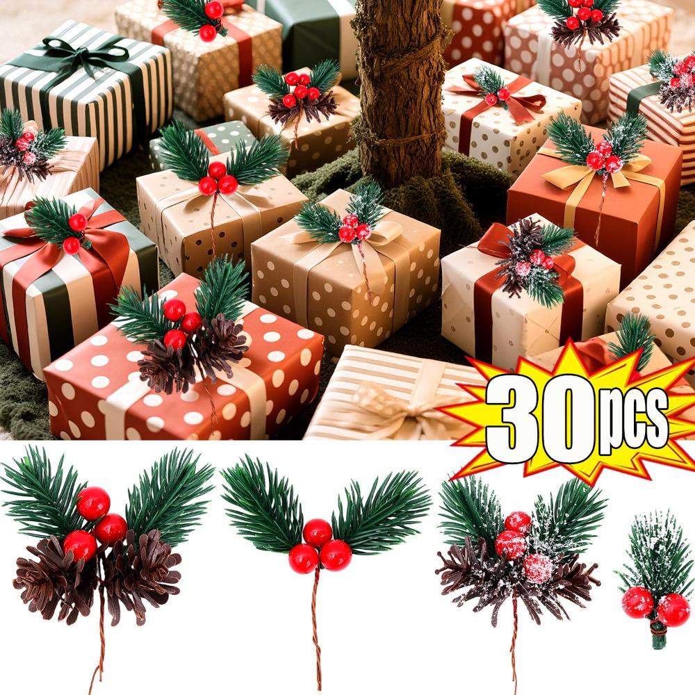 Artificial Pinecone Berry Pine Needle Branch Christmas Simulation Plant DIY Garland Gift Decoration Christmas Party Decoration