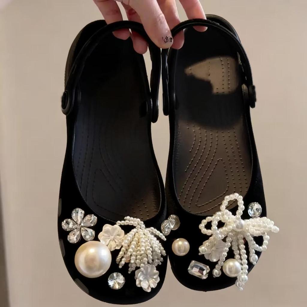 Ballet Pearl Crocs Charms: Elegant DIY Detachable Shoe Flower Buckles