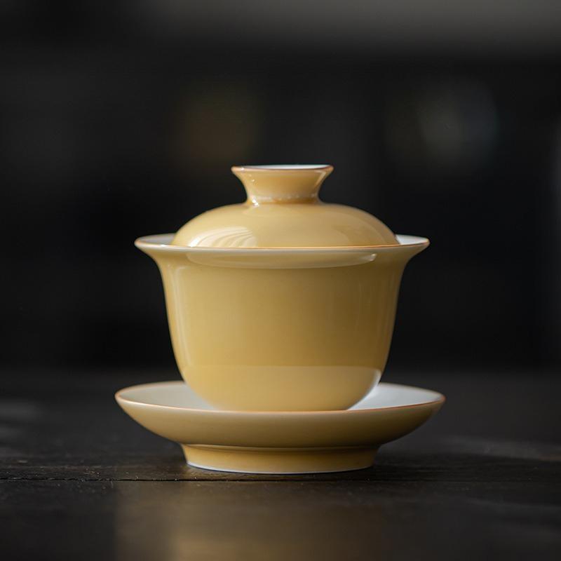 Ceramic Teacup White Porcelain Tea Tureen Handmade Solid Bowl Chinese Kung Fu Gongfu Gaiwan Retro Teaware Drinkware Tea Ceremony