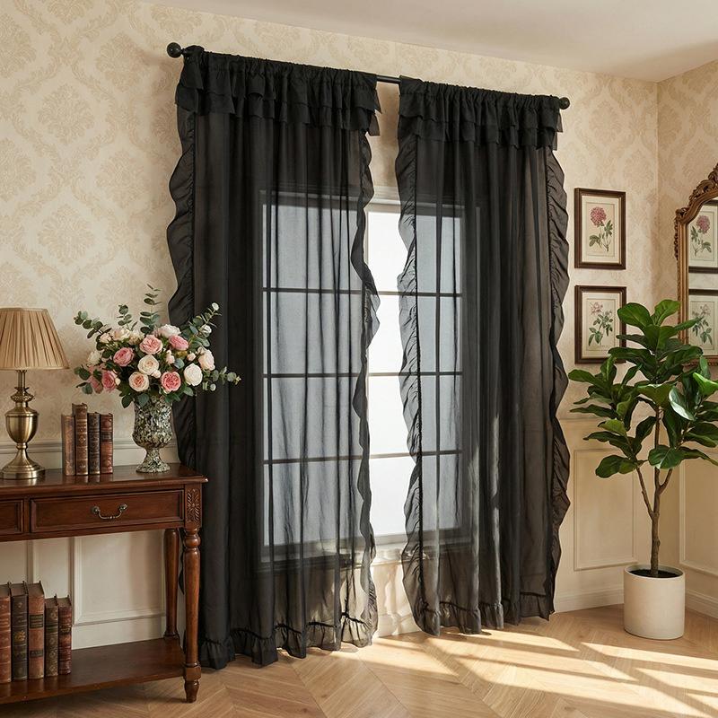 1 Panel Raff-Fenstervorhang, Romantische Raff-Vorhänge für Schlafzimmer, Wohnzimmer oder Esszimmer Bauernhaus Hütte Heimdekoration