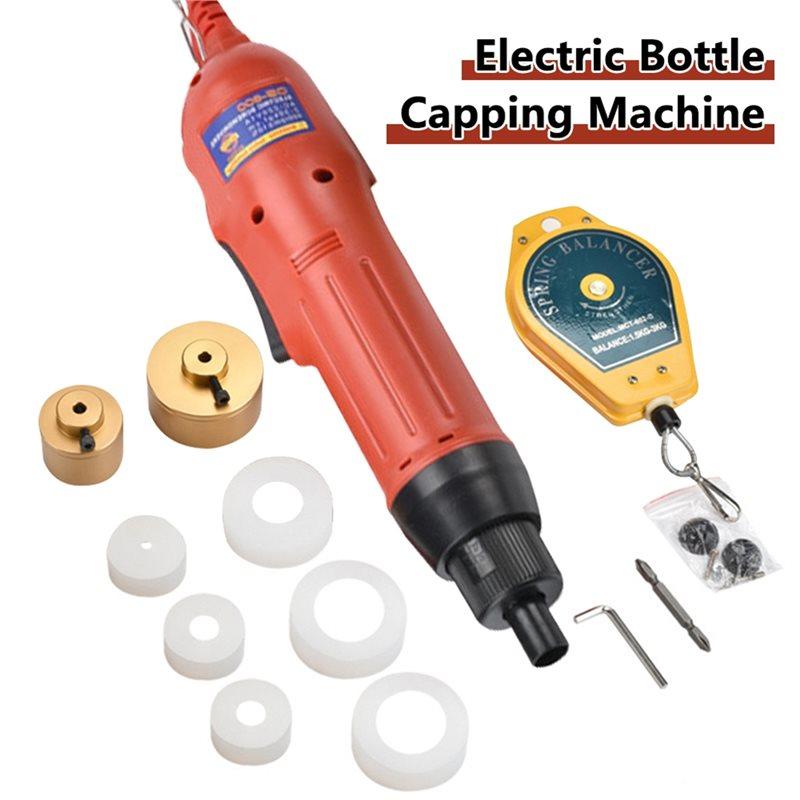 AAAF Máquina Eléctrica Portátil para Tapar Botellas Herramienta Ajustable para Apretar Tapones de Rosca Para Tapa Redonda/Tapa de Pulverizador de 10-50 mm Enchufe EU UE