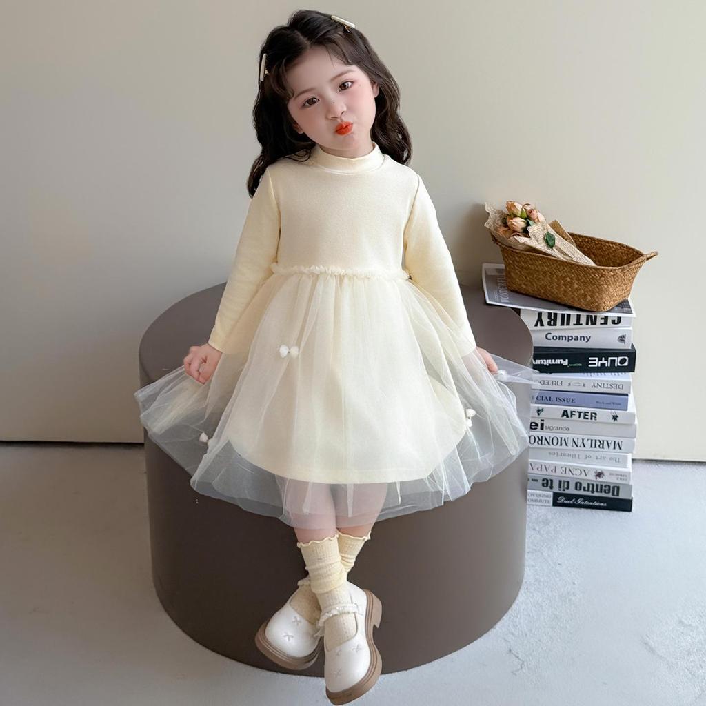 Girls' 2025 Autumn Princess Mesh Dress - Little Girl's Fashionable Casual Skirt