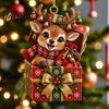 Holiday Gift Exchange Accessories Christmas Forest Animal Ornament, 2D Flat Acrylic Fox Reindeer Squirrel Raccoon in Unique Hanging Ornaments