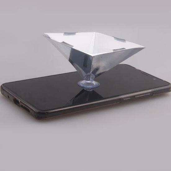 3D Hologramová pyramidová projekční jednotka s mini přísavkou Přenosné univerzální mobilní chytré telefonní 3D holografické projekční zařízení