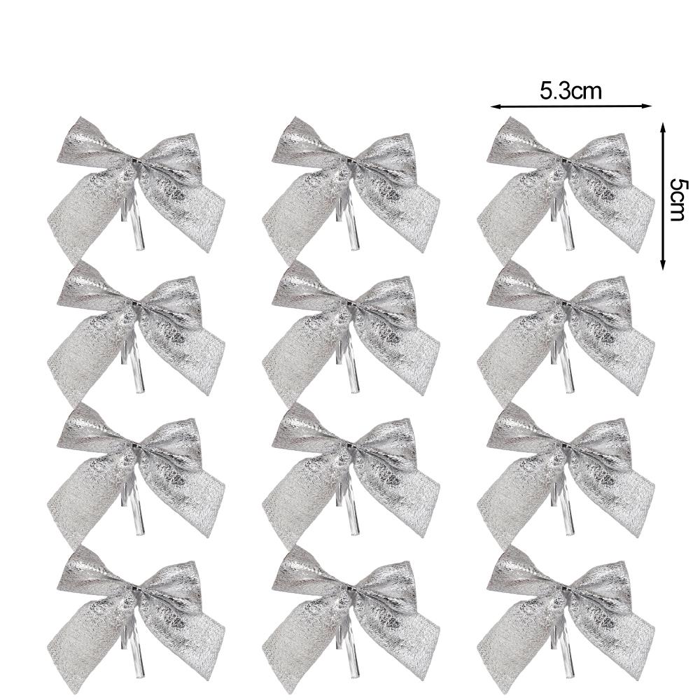 12/240pcs Christmas Bows Hanging Decorations Gold Silver Bowknot Christmas Tree Ornaments New Year Xmas Party Gift Decoration