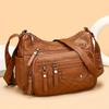 Fashionable Multi Zipper Crossbody Bag, Soft Vegan Leather Shoulder Bag, Women's Multi Pocket Handbag Wallet
