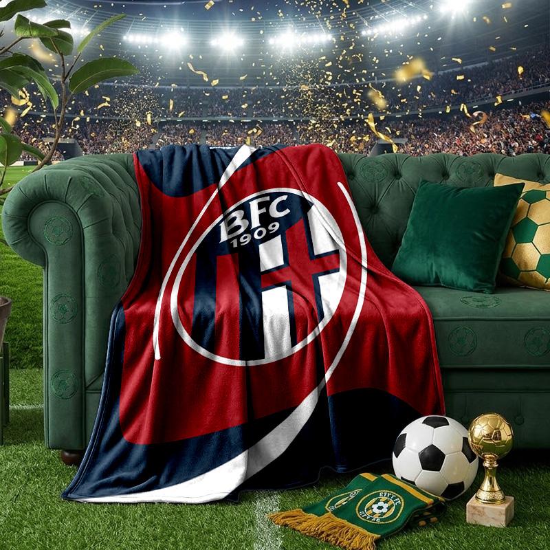 Football Bologna Blanket Lightweight Ideal Bedding Blanket Perfect for Travel, Camping, Living Rooms, Offices, Sofas, Fan Christmas Gift