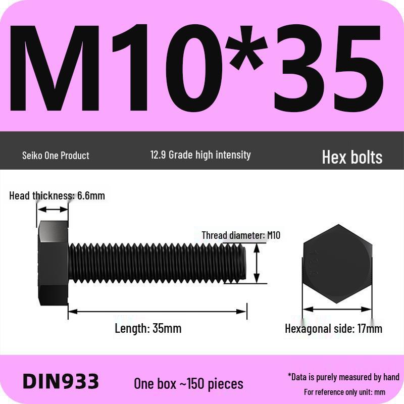 High Strength Class 12.9 Hex Bolt Set: M4-M16 Sizes