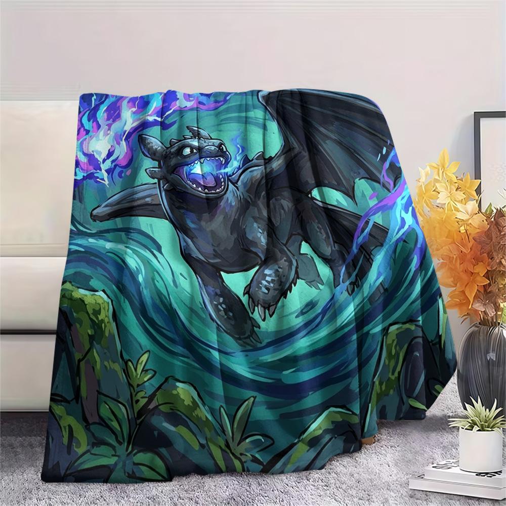 Toothless Night Fury Print Flannel Blanket, Ultra Soft High Quality All Seasons Warm Throw, Home Decor Cozy Blanket, Perfect Christmas Gift