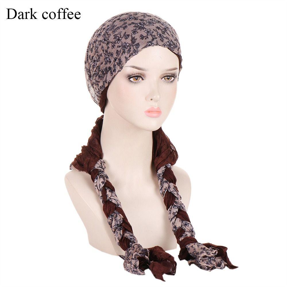

Різнобарвний капелюх-тюрбан, м який хіджаб, аксесуари для волосся, шапочка з хіміотерапією, жінки колір темно кави