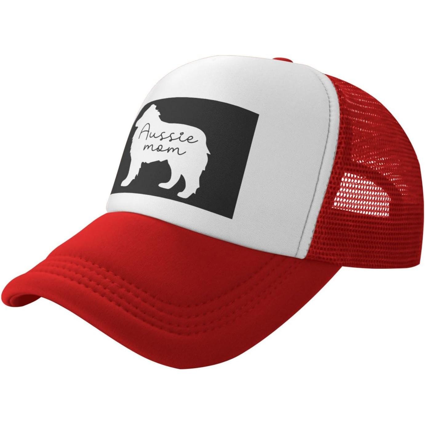 Aussie Mom Dog Silhouette Trucker Hat Unisex Mesh Snapback Cap Casual Outdoor XS（old）