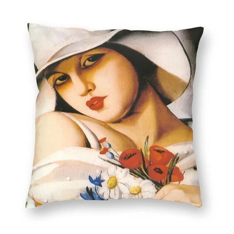 Sexy weibliche Kunst Ölgemälde bedruckter Kissenbezug Heimdekoration Schlafzimmer Wohnzimmer Sofa Kissenbezug 45x45cm