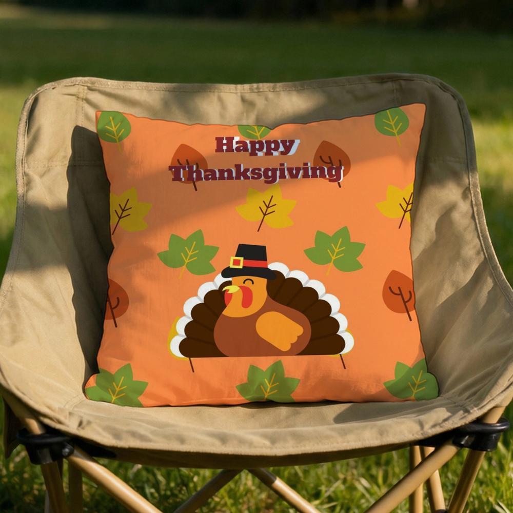 Thanksgiving cute turkey Cushion Cover Soft Reversible  Durable Pillow Cover  MultiScene Use for Home  Car Daily Comfort
