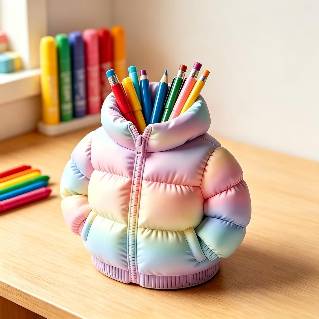 Down Jacket 3D Printed Pen Holder, Suitable for Study, Office, Home, Dormitory, Back-to-school Season, Christmas Gifts