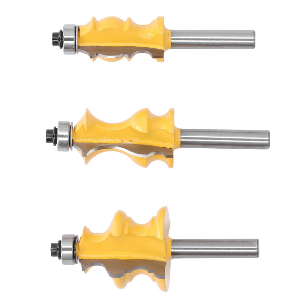 3 ks Architektonické profilovací frézy Sada frézovacích bitů Dřevoobráběcí příslušenství Stopka 8 mm