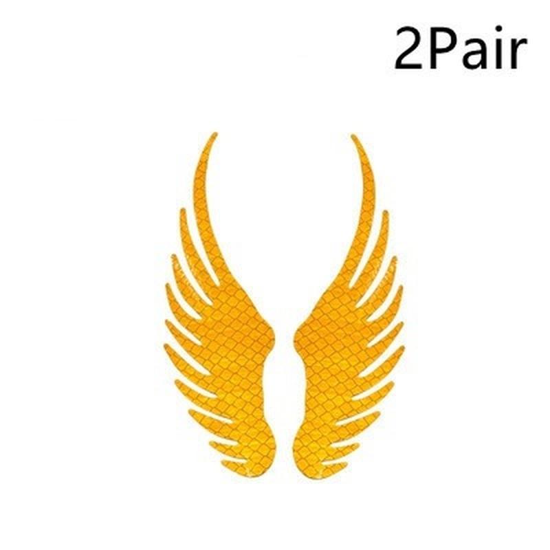 2Pair Safety Warning  Reflective Car Sticker Angel Wings Reflective Warning Sign Funny Bike Decal Sticker Motorbike Reflective Sticker