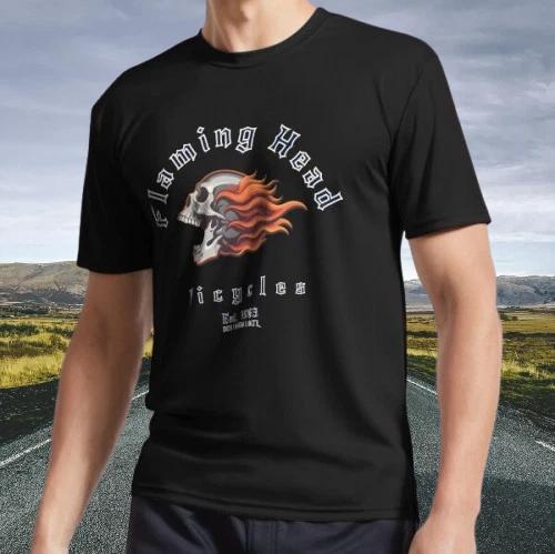 

New Shirt Flaming Head Bikes 6 Active T-Shirt Funny Size S - 5XL M