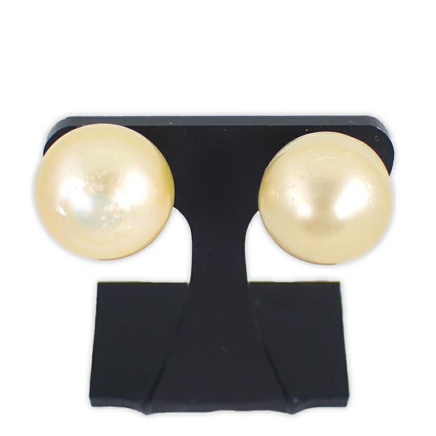 

[Used] Pt900 South Sea White Pearl (Golden Pearl) Earrings/g438-63