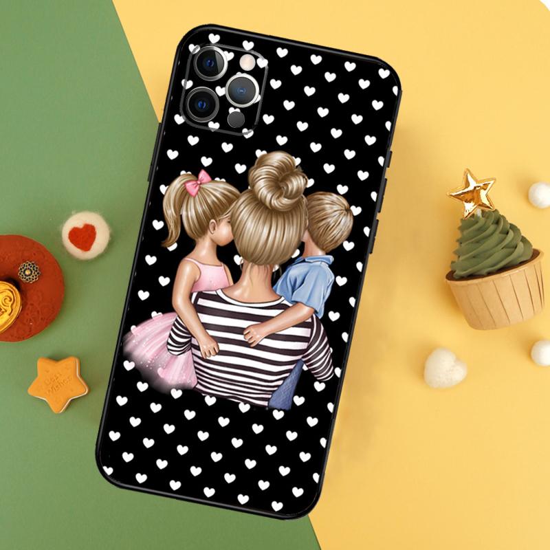 Beautiful Mother Daughter Son Phone Case For iPhone 17 16 16E 15 14 12 11 13 Pro Max 12 13 Mini 17Air Shockproof Cover