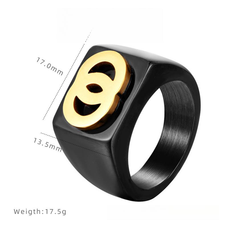 

Ретро Черное Широкое Двойное Кольцо с O-образным элементом Преувеличенное Легкая Роскошь Квадратное Кольцо Женское Нишевое Не выцветающее Ювелирное Изделие Титановая Сталь 9